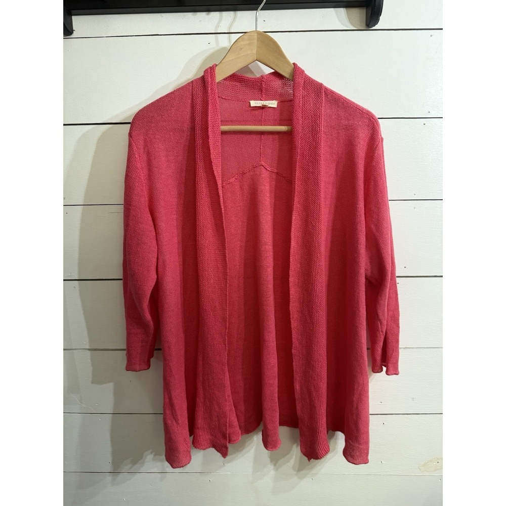 Eileen Fisher Hemp‎ Knit Cardigan Minimalist Capsule Coastal Chic Coral Size XL
